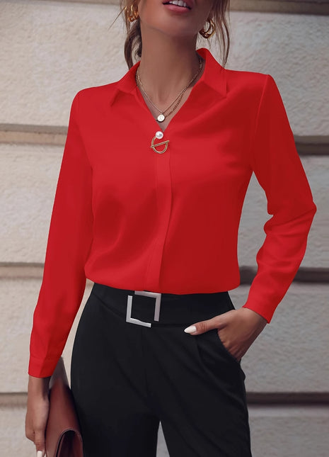 Versatile European Style Women's Long Sleeve Mid-Length Plus Size Blouse