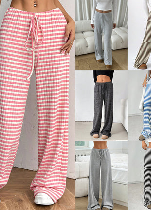 European Style Loose Straight Fit Women's Casual Drawstring Trousers