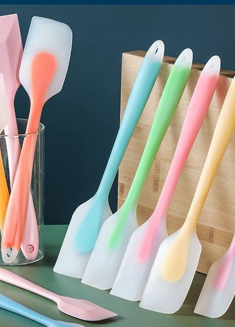 Flexible Translucent Silicone Spatula Set for Baking, Mixing, & Frosting