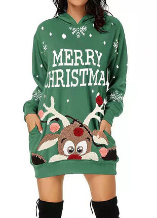 Long-Sleeve Leisure Hooded Loose Mini Dress with Pockets - Amazon Style