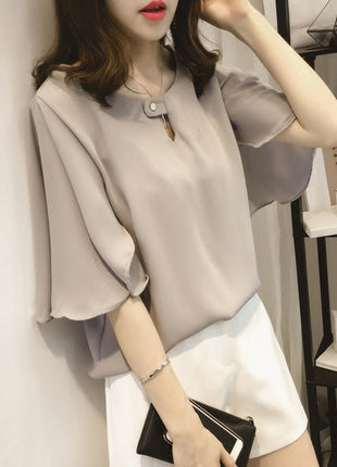 2025 Korean Summer Chiffon Sleeveless Top for Plus-Size Women