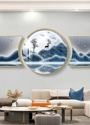 2D Flat, 3pcs 2D Flat New HD special-shaped rounded corner decorative painting, Mountain art prints, modern wall art prints, light luxury high-end modern decorative paintings