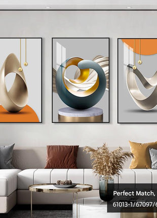 Modern minimalist living room decorative painting , canvas painting with border  With Frame SET OF 3 PERFECT MATCH