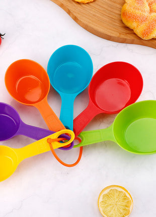 Vibrant Rainbow Plastic Measuring Spoons & Cups Set - 12 Piece Baking Kit
