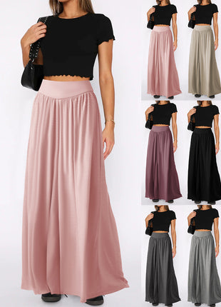 Women's High Waist Wide Leg Flowy Drape Trousers with Pockets