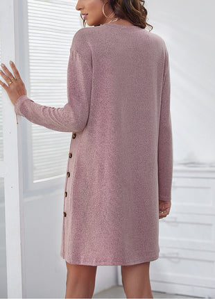 Stylish Solid Oversize Long Sleeve Mini Dress for Autumn Casual Wear