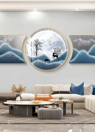 2D Flat, 3pcs 2D Flat New HD special-shaped rounded corner decorative painting, Mountain art prints, modern wall art prints, light luxury high-end modern decorative paintings, geometric wall art, simple wall art poster