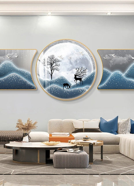 2D Flat, 3pcs 2D Flat New HD special-shaped rounded corner decorative painting, Mountain art prints, modern wall art prints, light luxury high-end modern decorative paintings, geometric wall art, simple wall art poster
