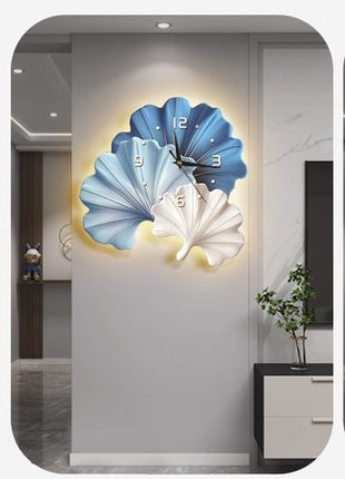2D Flat, 1pc Modern Minimalist Art Ginkgo Leaf Pattern Creativity Clock Mute Decorative Wall Clock