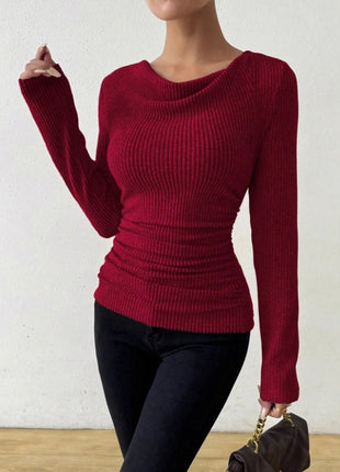 Elegant European Style Bell Sleeve Knitted Pullover Top for Women Autumn