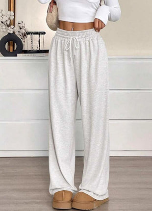 Women's Demi-Season Loose Fit Wide Leg Trousers with Pockets - European Style