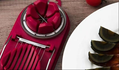 Versatile Stainless Steel Two-in-One Egg Slicer & Cutter for Kitchen Prep