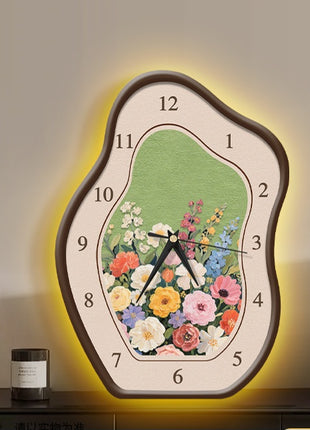 Vintage wooden style entryway cabinet, desktop clock