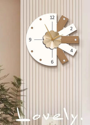Creative living room wall clock, modern and luxurious,  Super Silent Quartz Movement, No Ticking, Artificial Wood Construction, Perfect for Living Room, Bedroom, Kitchen, Coffee Bar Decor - Unique Home Gift and Festival Decoration