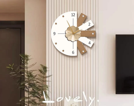 Creative living room wall clock, modern and luxurious,  Super Silent Quartz Movement, No Ticking, Artificial Wood Construction, Perfect for Living Room, Bedroom, Kitchen, Coffee Bar Decor - Unique Home Gift and Festival Decoration