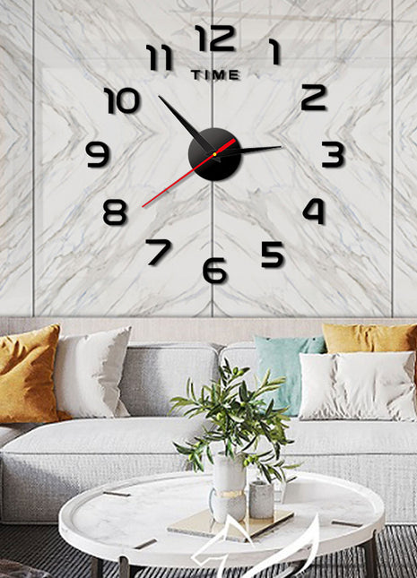 Modern DIY 3D Wall Clock Silent Quartz Movement No-Drill Living Room Bedroom Decor