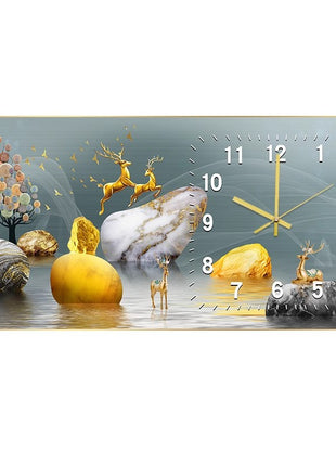 Creative clock wall clock for living room sofa background wall painting Good fortune comes from stone