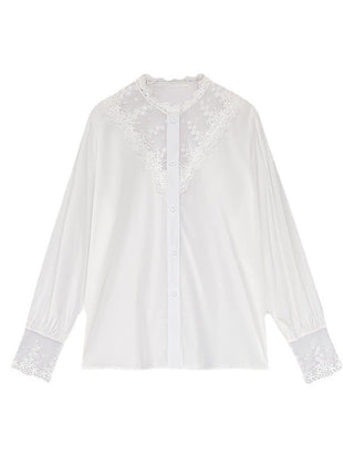 Elegant Lace Chiffon Blouse, Long Sleeve Slim Fit Women's Stylish Top