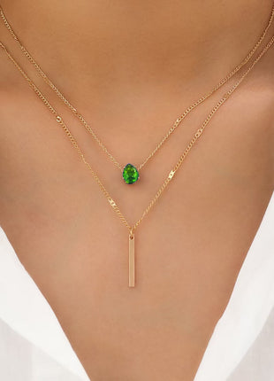 Fashionable European Style Double Layer Tassel Waterdrop Pendant Necklace Set