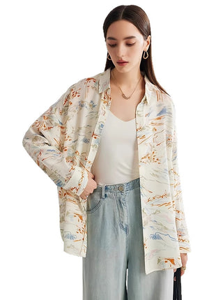 Fashionable Oversized Long Sleeve Leisure Shirt - European Style Printed Top