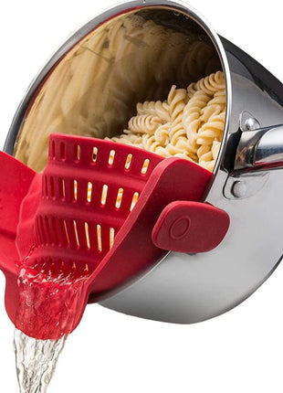 Flexible Silicone Clip-On Kitchen Strainer for Pasta, Vegetables & Fruits