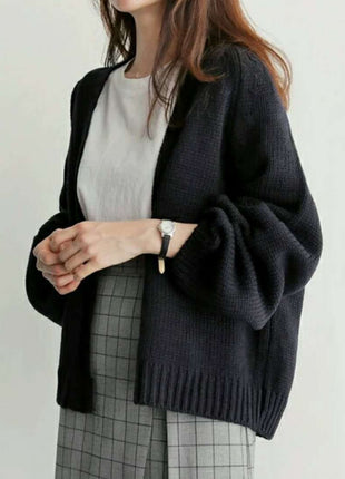 Chic Korean Style Loose Knit Cardigan Sweater Jacket for Women Autumn Fashion