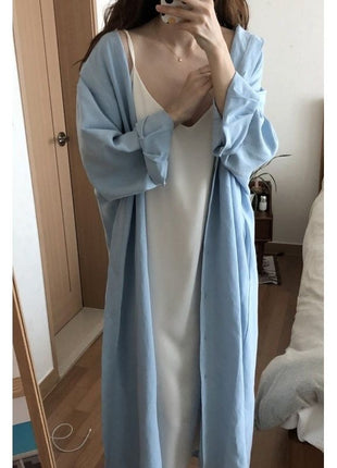 Chic Korean Oversized Maxi Long Sleeve Shirt Dress - Plus Size Autumn Fashion