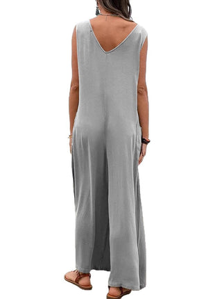 Women's Chic Sleeveless Jumpsuit, European Summer Style, Comfortable Casual Overall