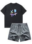 BLACK TSHIRT+GRAY SHORTS / XS