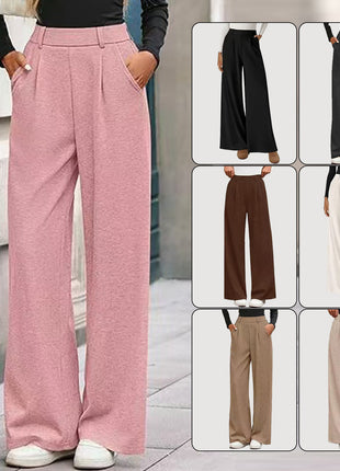 Women's Loose Straight Fit Leisure Trousers - Comfortable Demi-Season Pants