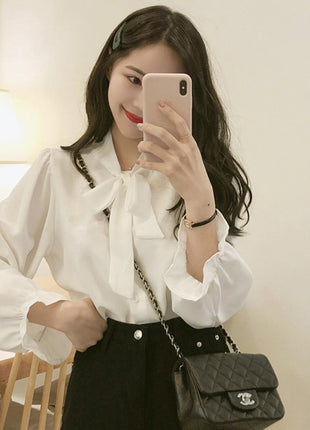 Elegant Western Style Chiffon Blouse with Bow Flare Sleeves - New Collection
