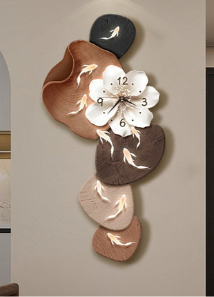 Modern minimalist nine-fish pattern living room clock, creative Clock
