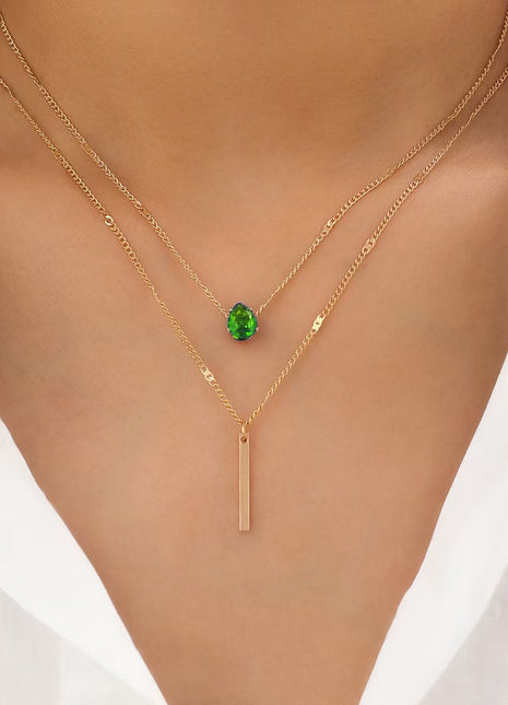 Fashionable European Style Double Layer Tassel Waterdrop Pendant Necklace Set