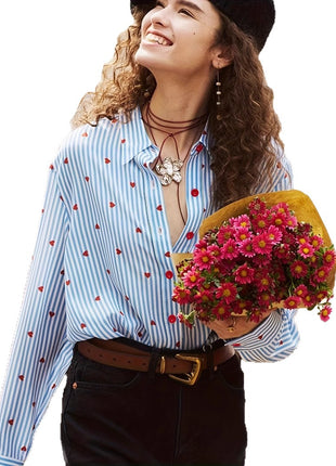Stylish European Oversize Long-Sleeve Casual Printed Polyester Shirt for Leisure