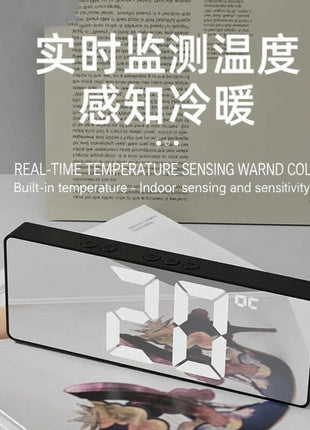Smart LED Digital Alarm Clock with Voice Control, Dual Power, Temperature Display