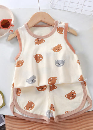 Sleeveless Cotton Summer Vest and Shorts Set for Kids