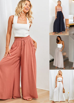 Effortless Chic Women's High Waist Loose Fit Wide Leg Casual Trousers