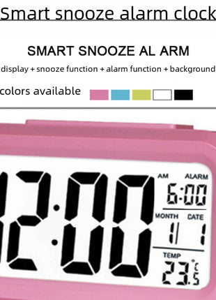 Quiet LED Night Light Alarm Clock: English Display, Temperature, Humidity Sensor