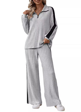 Sophisticated Plus Size Women's Autumn Casual Hoodie & Wide-Leg Pants Set