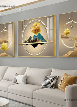 Modern minimalist living room decorative painting , canvas painting with border  With Frame SET OF 3 Good luck and peace