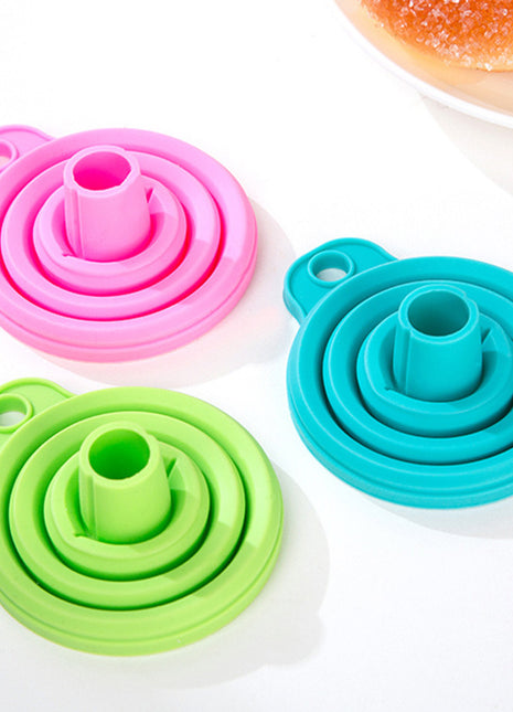 Compact Collapsible Silicone Kitchen Funnel for Home Use, Portable Liquid Transfer