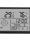 8838 Smiling face thermometer and hygrometer alarm + year, month, day, week black