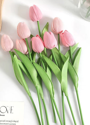 Lifelike PU Mini Tulip Artificial Flowers for Home Decor & Photography Props