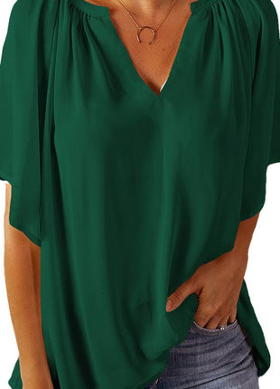 Women's Oversize V-Neck Chiffon T-Shirt European Style Casual Summer Top