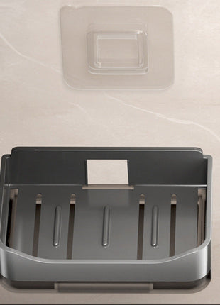No-Drill Wall-Mounted Soap Dish with Drain Tray for Bathroom Storage
