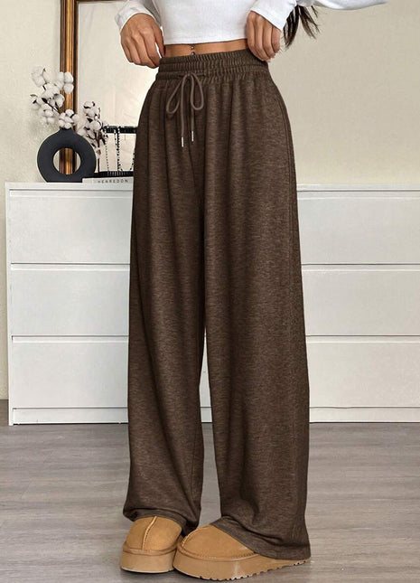 Women's Demi-Season Loose Fit Wide Leg Trousers with Pockets - European Style