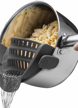 Flexible Silicone Clip-On Kitchen Strainer for Pasta, Vegetables & Fruits