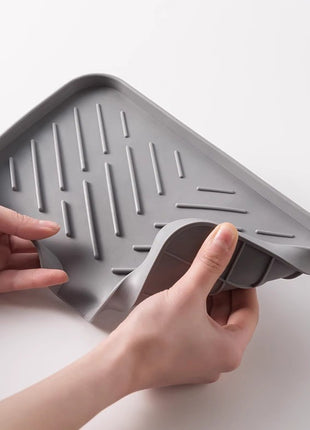 Multipurpose Silicone Drying Rack Mat for Kitchen Counter - Drain Dishes, Fruits, Veggies, Soap
