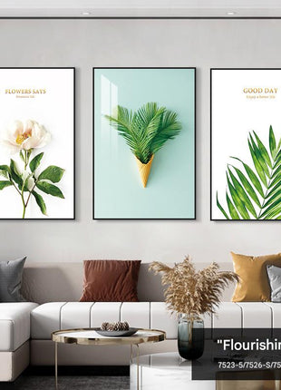 Modern minimalist living room decorative painting , canvas painting with border  With Frame SET OF 3 Fortune and thriving