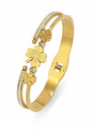 Gold four-leaf clover titanium steel bracelet